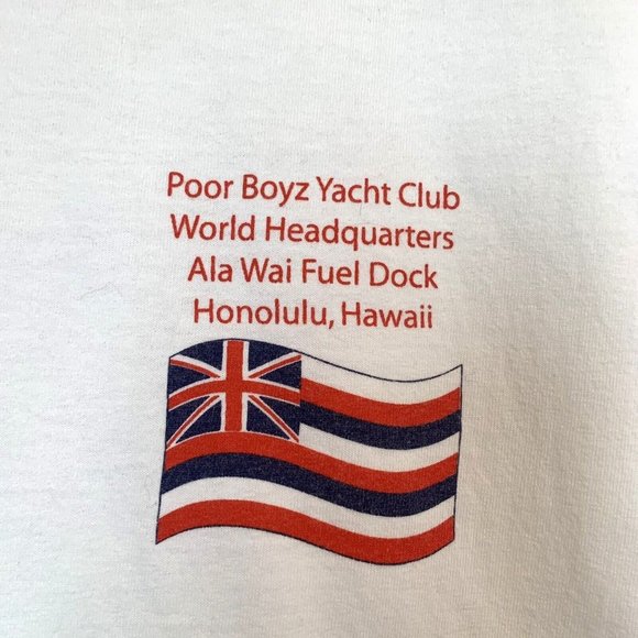 Poor Boyz Yacht Club Ala Wai Fuel Dock Honolulu HI Mens XL T Shirt White VTG - Picture 3 of 8